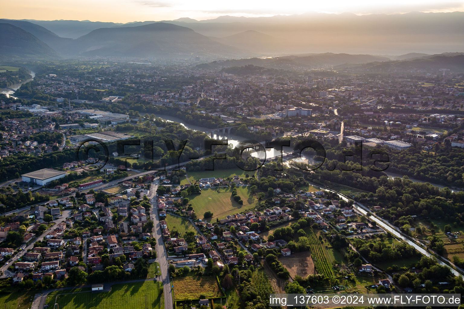 Three bridges over the Isonzo in Gorizia in the state Gorizia, Italy