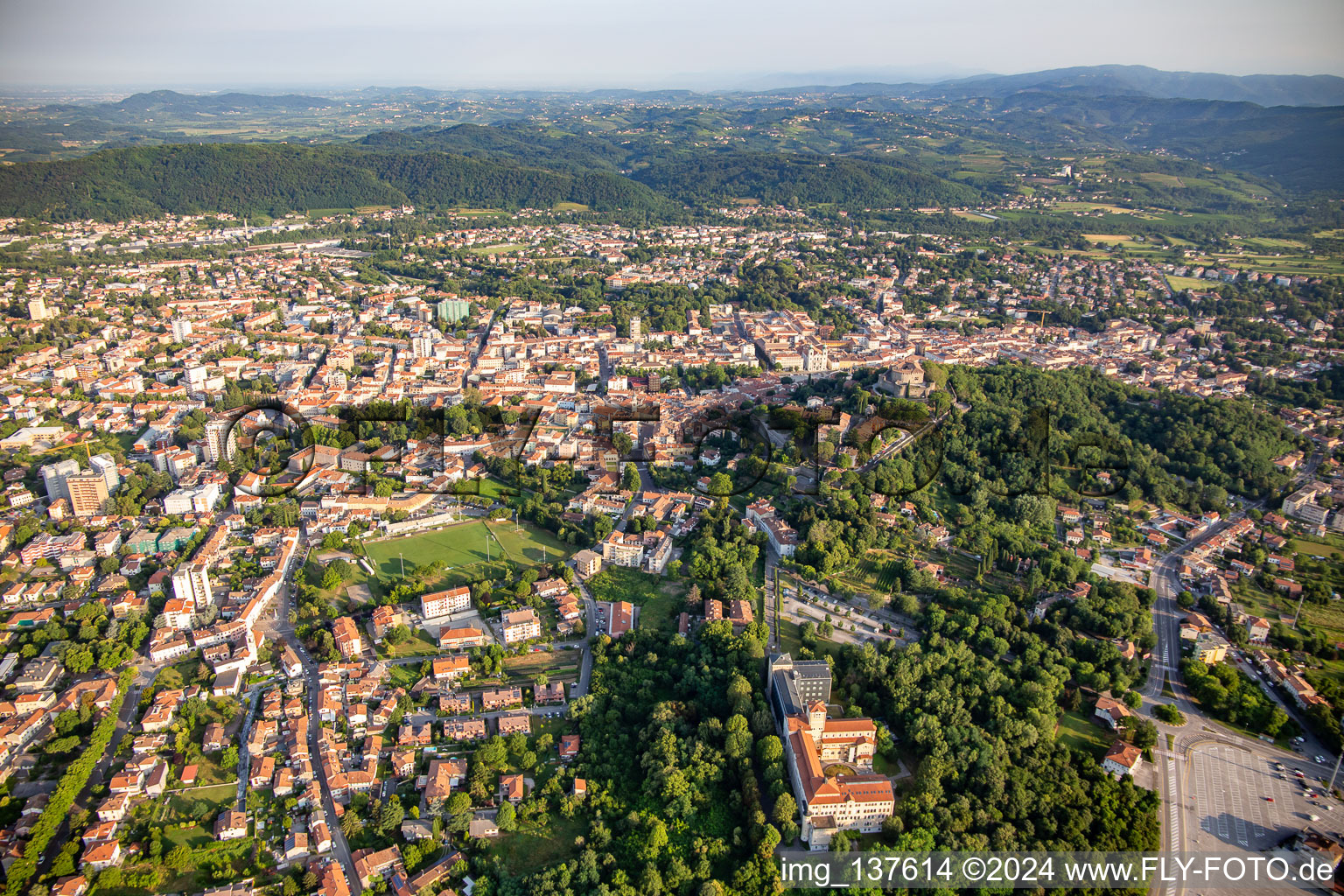 Downtown from the southeast in Gorizia in the state Gorizia, Italy