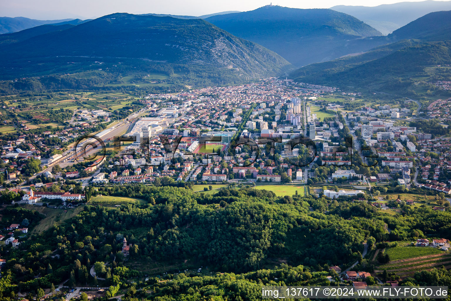 Downtown from the south in Nova Gorica in the state Slovenia, Slovenia