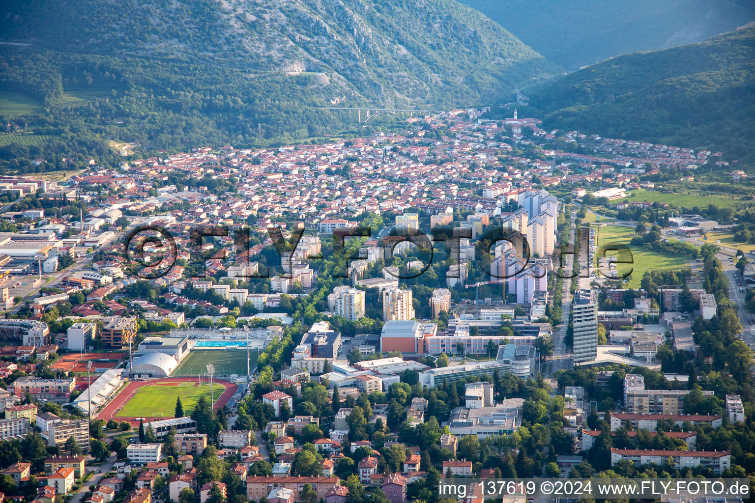 Downtown East from the South in Nova Gorica in the state Slovenia, Slovenia