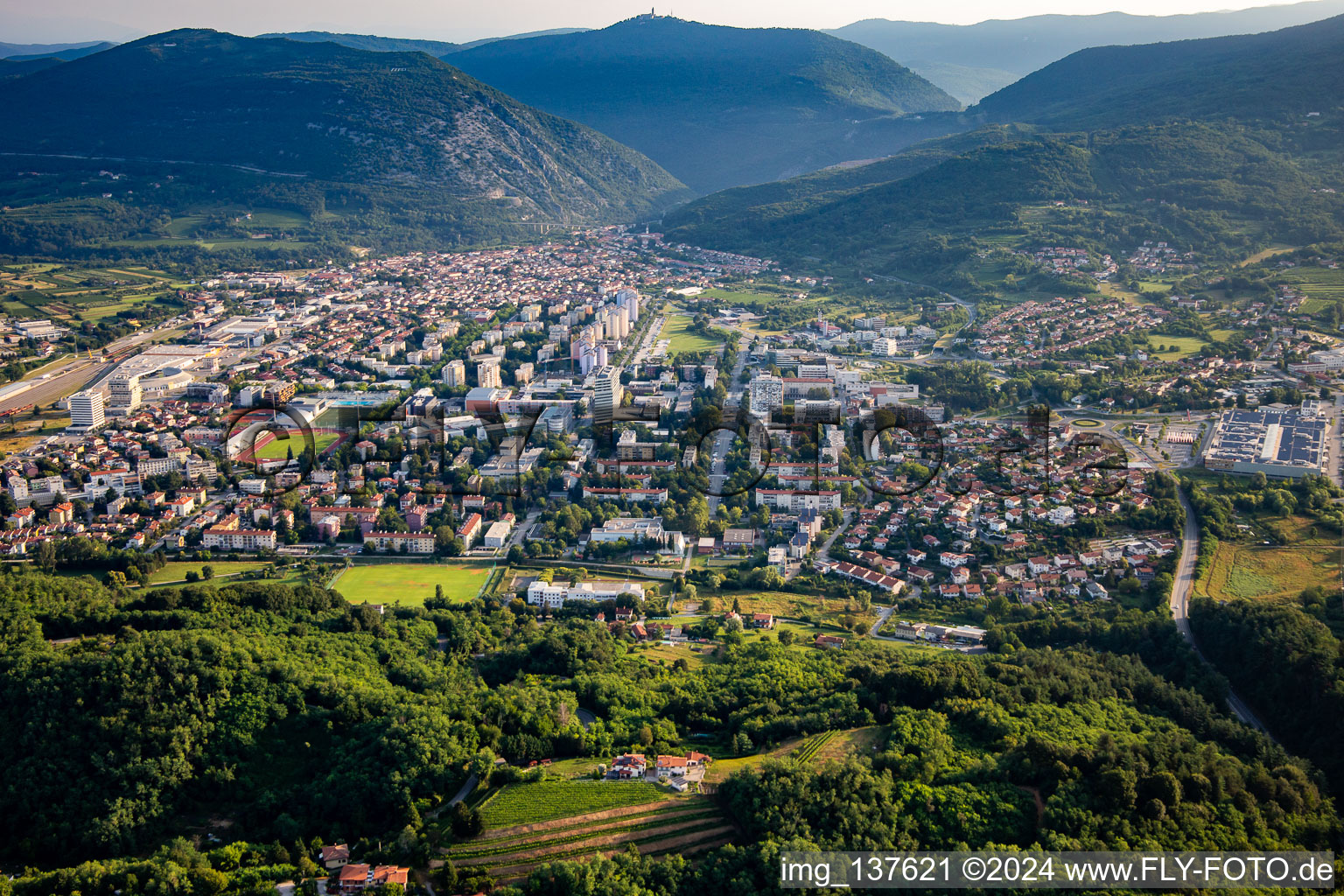 Nova Gorica in the state Slovenia, Slovenia viewn from the air