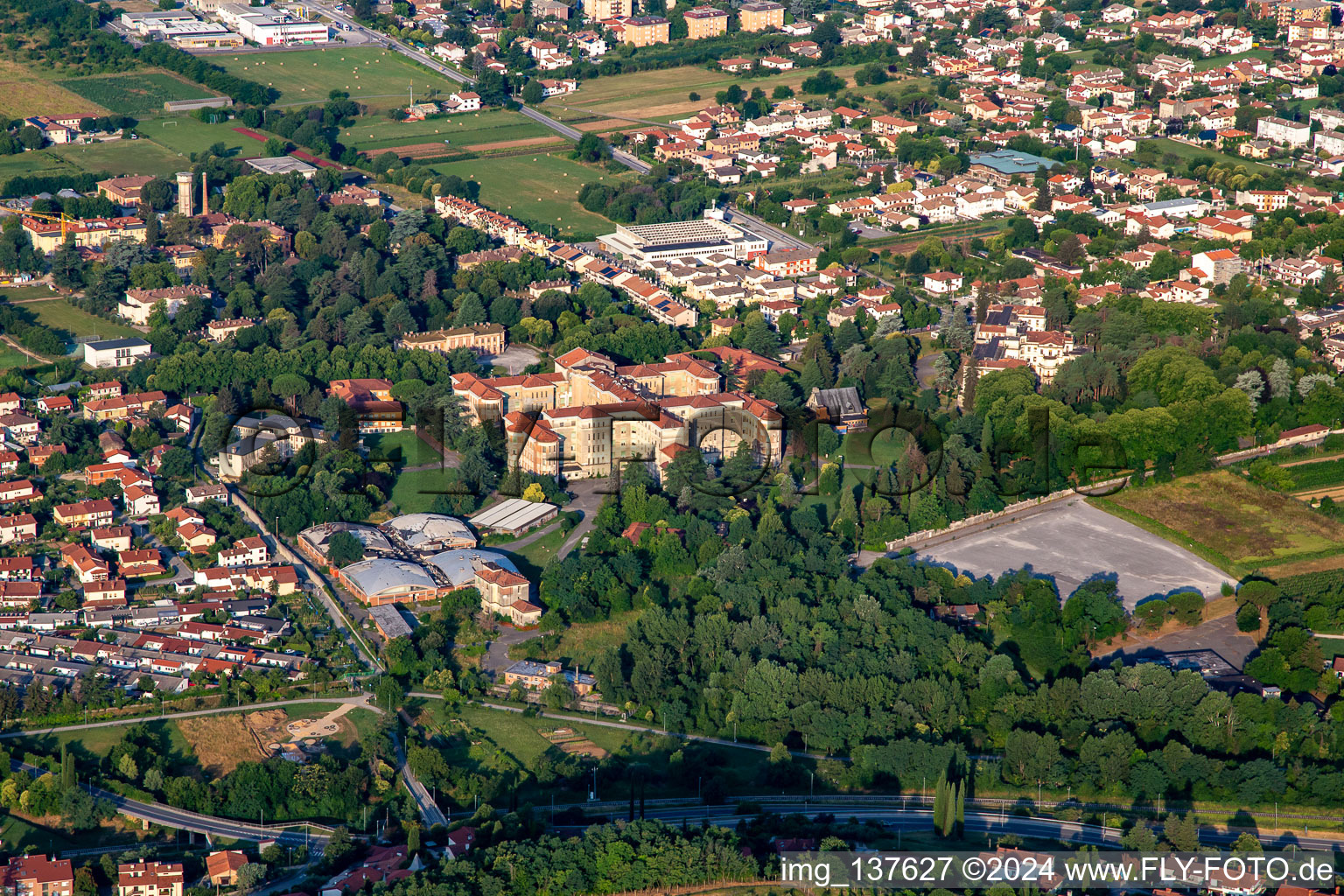 Aerial view of Ospedale Civile Hospital in Gorizia in the state Gorizia, Italy