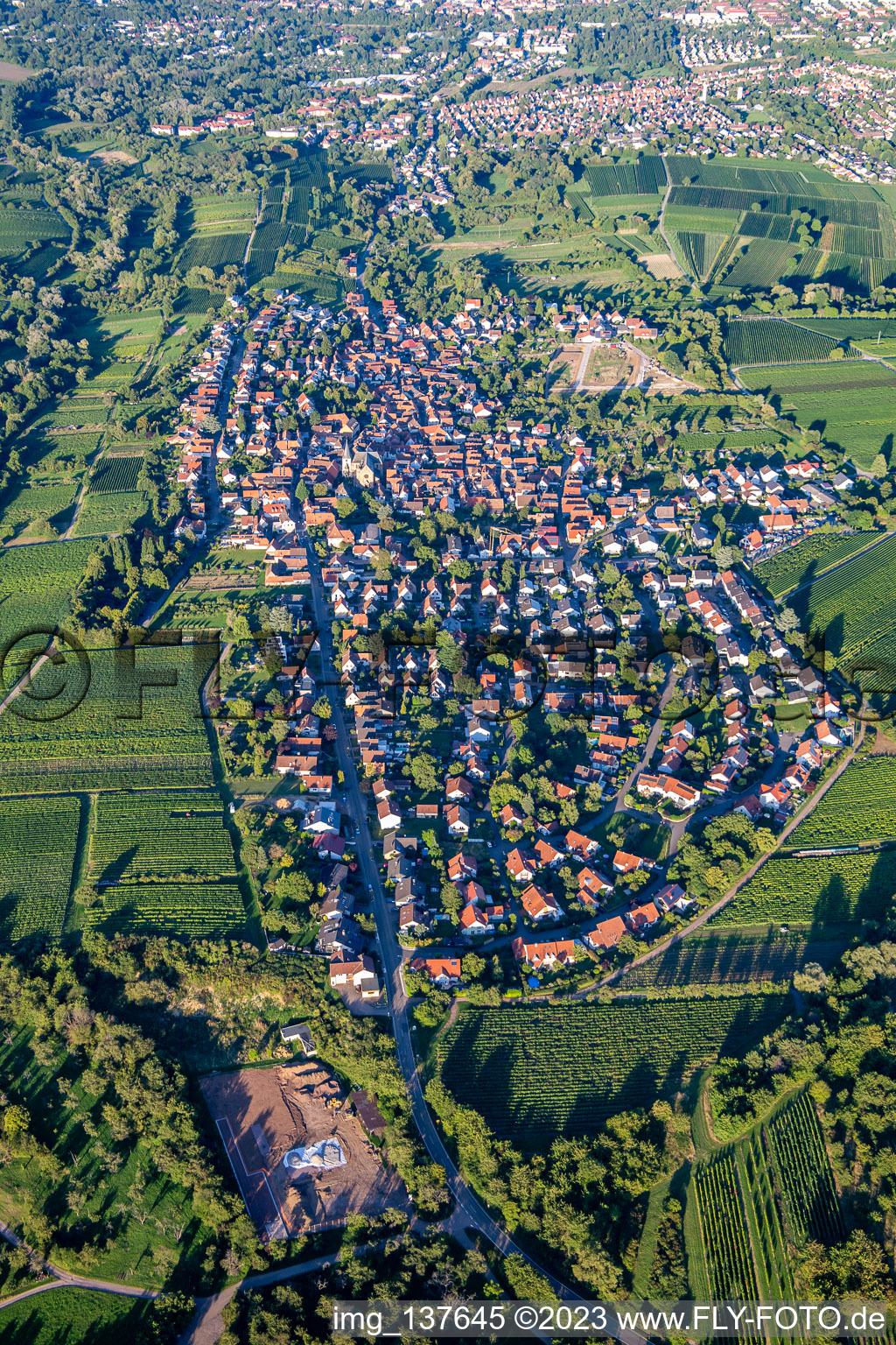 Aerial view of From the west in the district Arzheim in Landau in der Pfalz in the state Rhineland-Palatinate, Germany