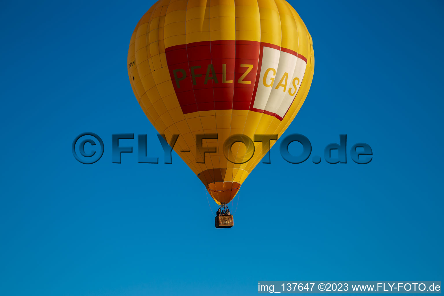 Aerial view of PfalzGas Hot Air Balloon in Herxheim bei Landau in the state Rhineland-Palatinate, Germany