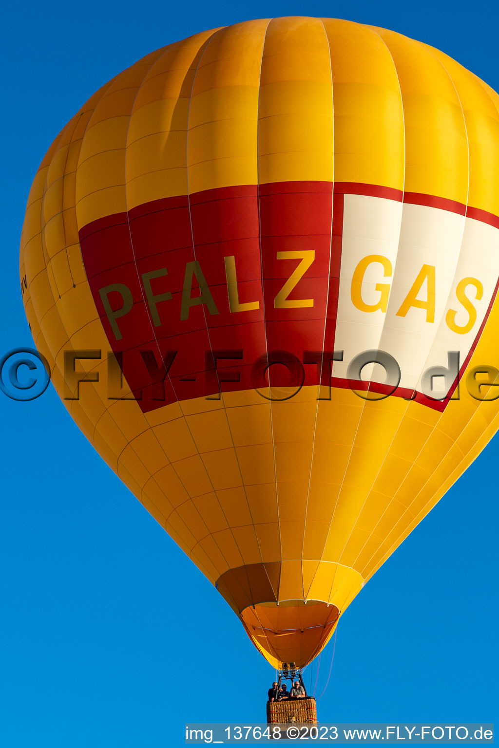 Aerial photograpy of PfalzGas Hot Air Balloon in Herxheim bei Landau in the state Rhineland-Palatinate, Germany