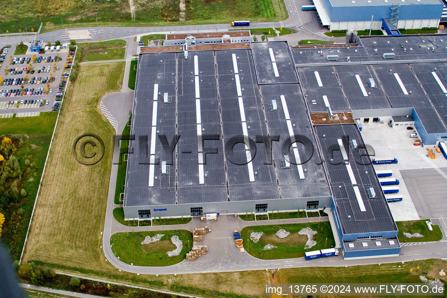 Aerial photograpy of Oberwald Industrial Area in Wörth am Rhein in the state Rhineland-Palatinate, Germany