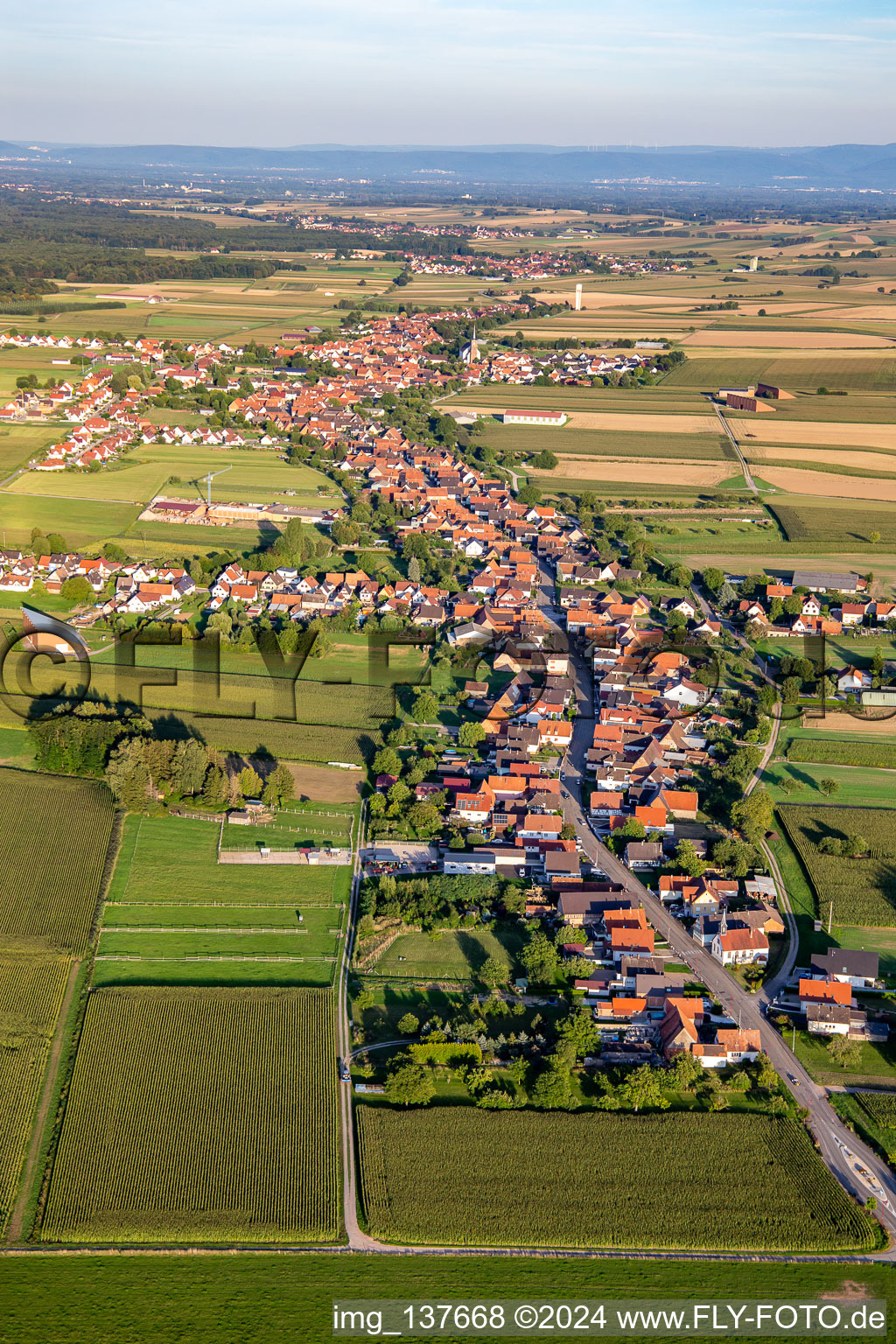 Aerial view of From the west in Schleithal in the state Bas-Rhin, France