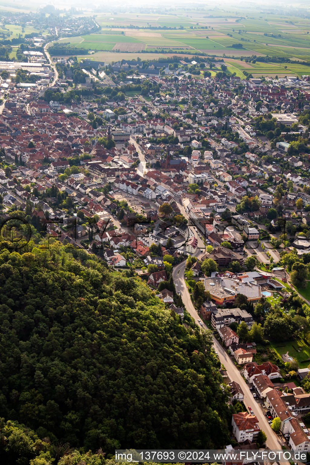 Kurtalstrasse from the west in Bad Bergzabern in the state Rhineland-Palatinate, Germany