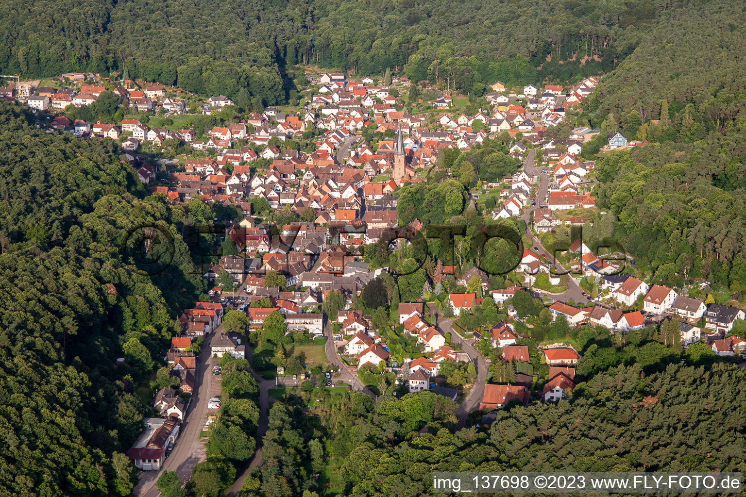 Aerial view of From the east in Dörrenbach in the state Rhineland-Palatinate, Germany