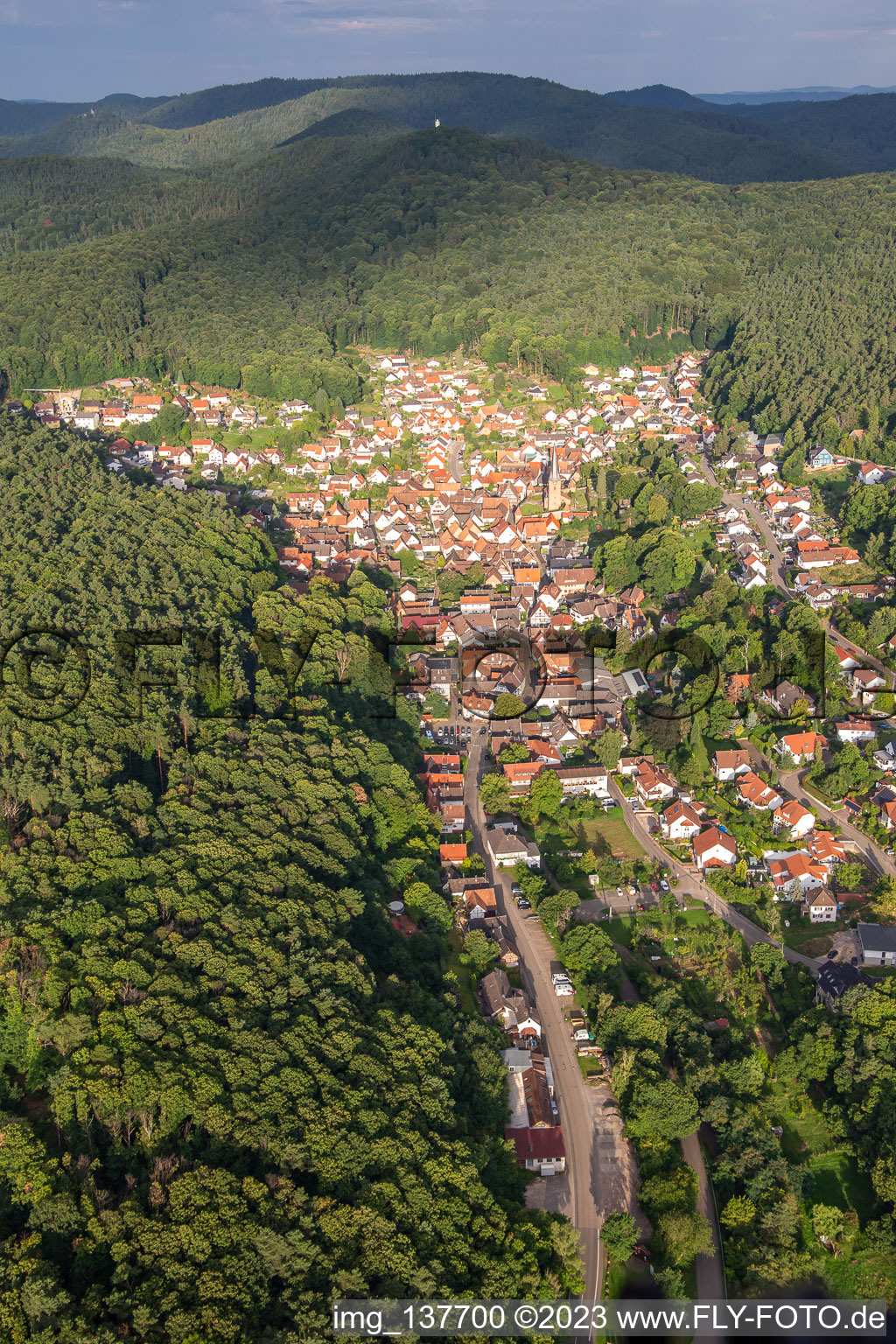 Aerial photograpy of From the east in Dörrenbach in the state Rhineland-Palatinate, Germany