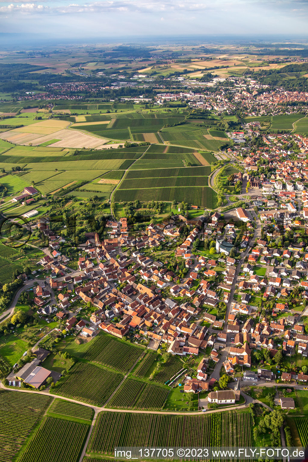 From the north in the district Rechtenbach in Schweigen-Rechtenbach in the state Rhineland-Palatinate, Germany