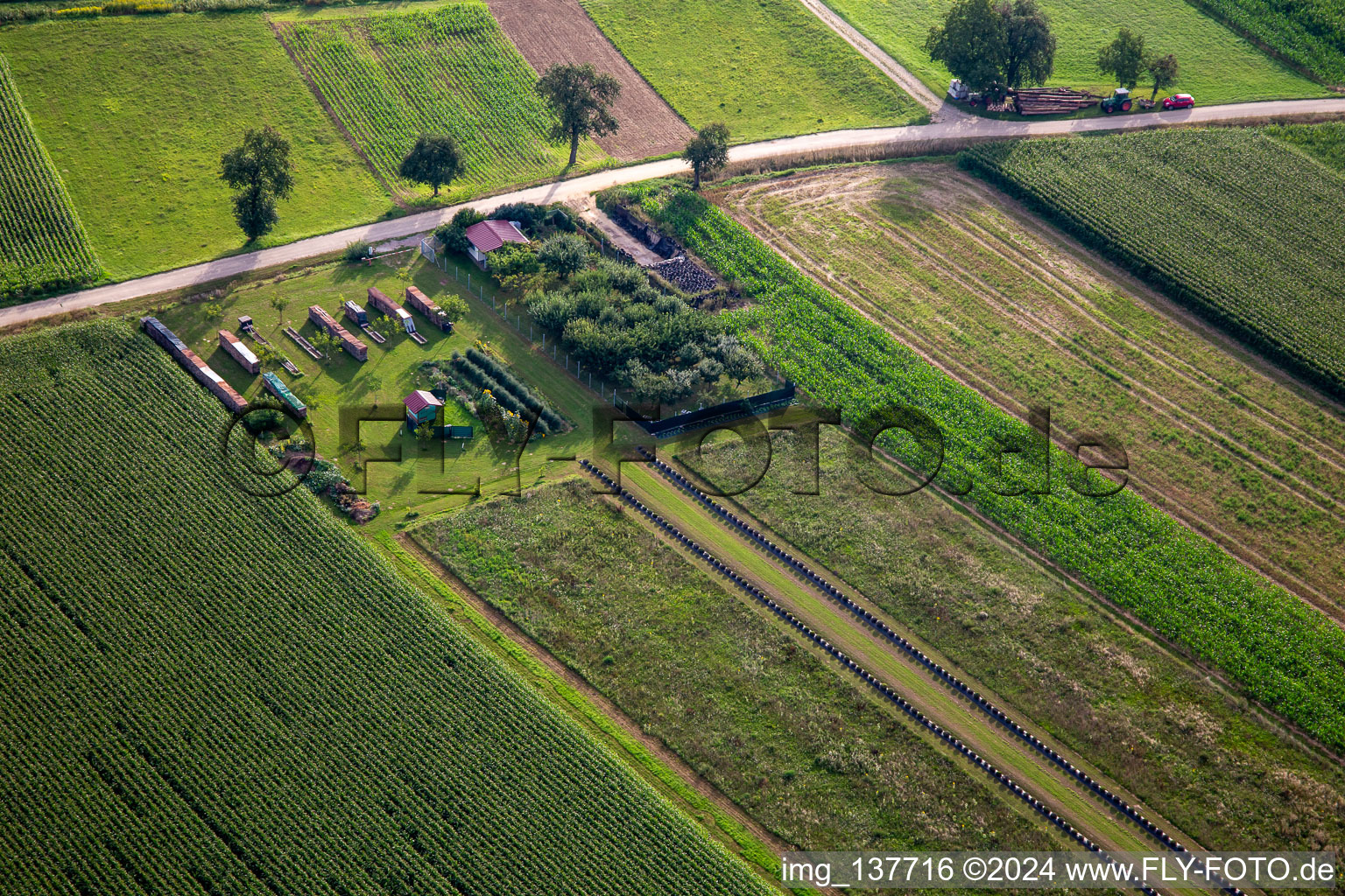 Aerial view of Garden in Aschbach in the state Bas-Rhin, France