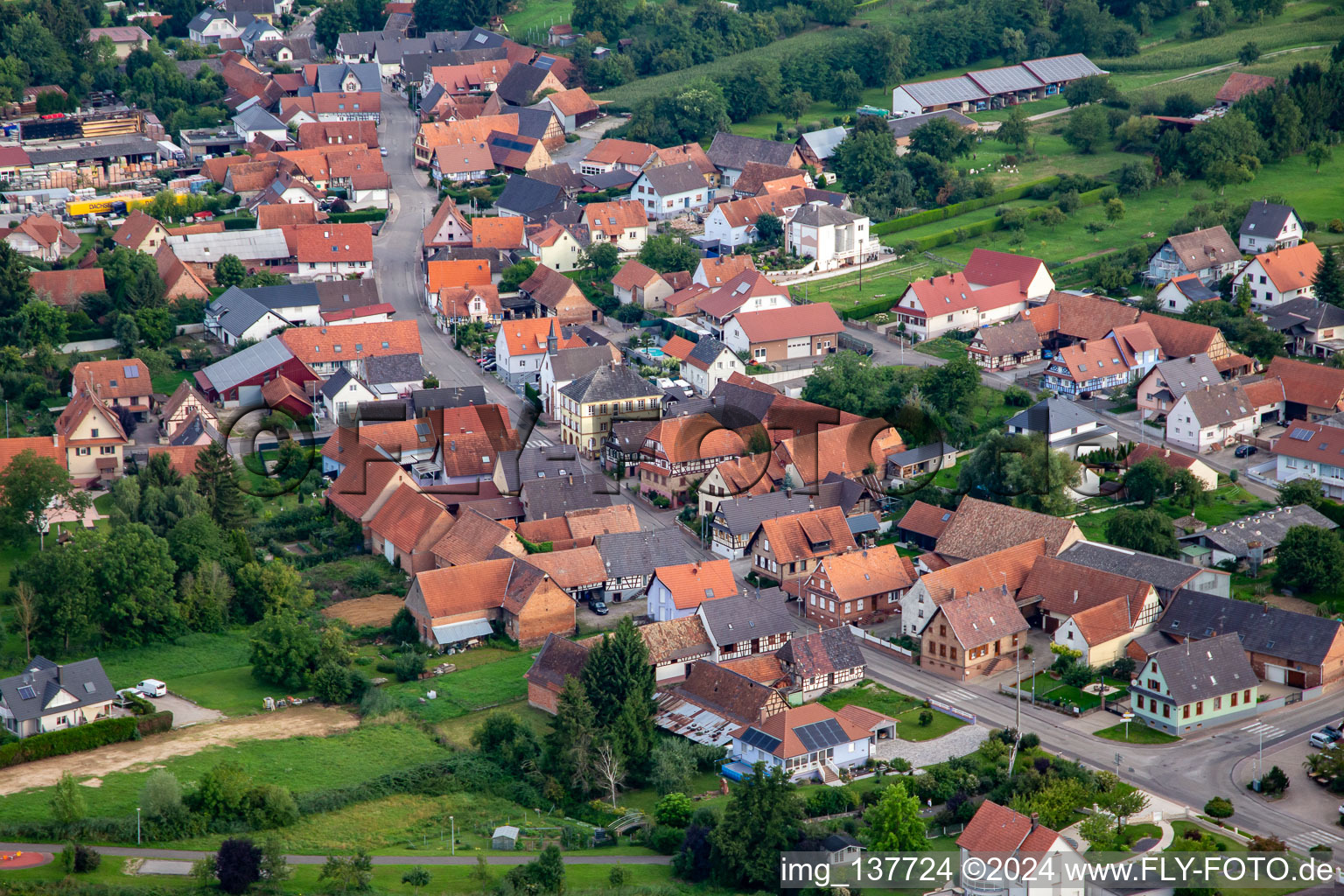 Rue Principale from the east in Trimbach in the state Bas-Rhin, France