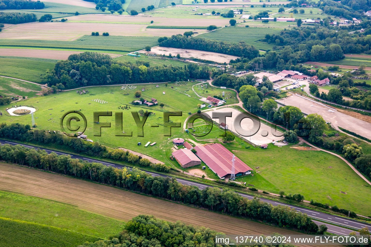 Aerial view of Harras De La Née in Mothern in the state Bas-Rhin, France