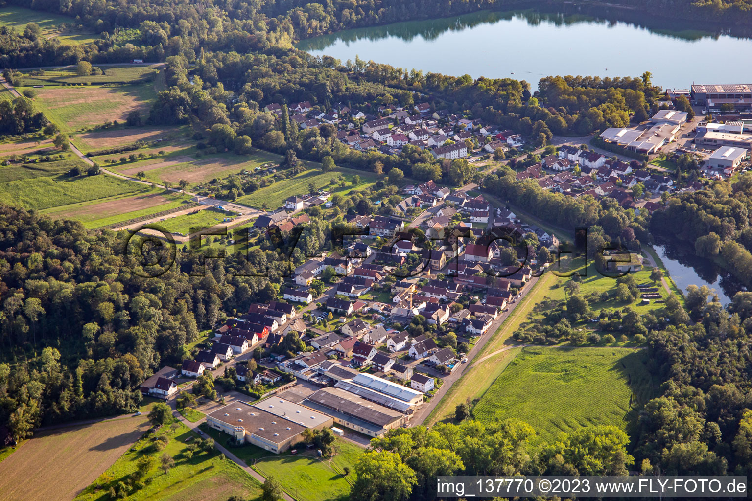 Aerial photograpy of District Grauelsbaum in Lichtenau in the state Baden-Wuerttemberg, Germany