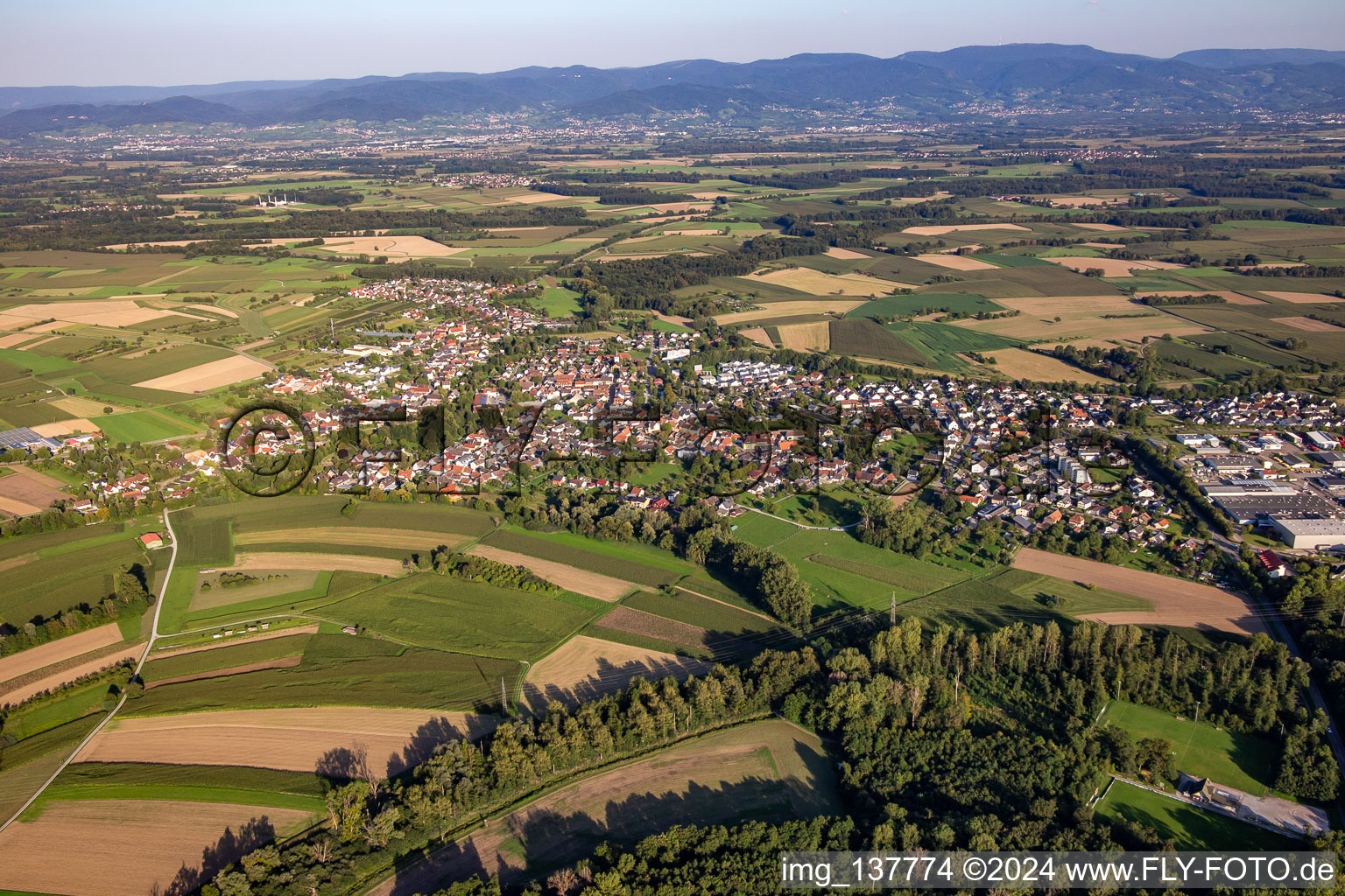 From the west in the district Ulm in Lichtenau in the state Baden-Wuerttemberg, Germany