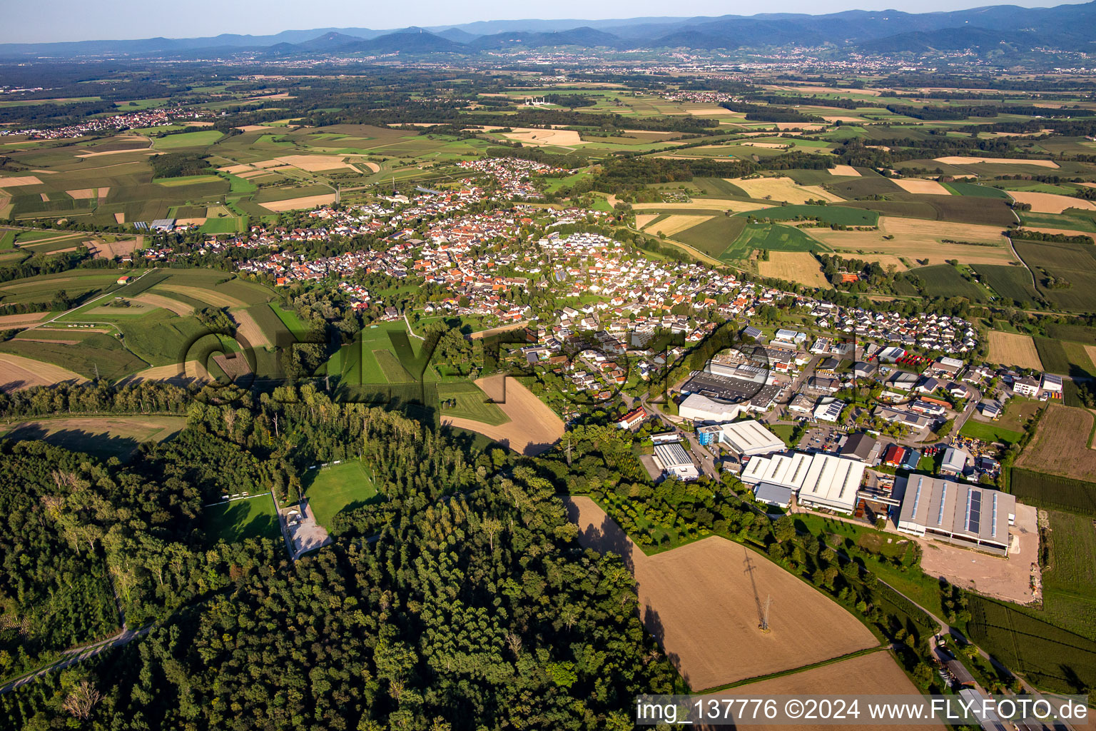 From the southwest in the district Scherzheim in Lichtenau in the state Baden-Wuerttemberg, Germany