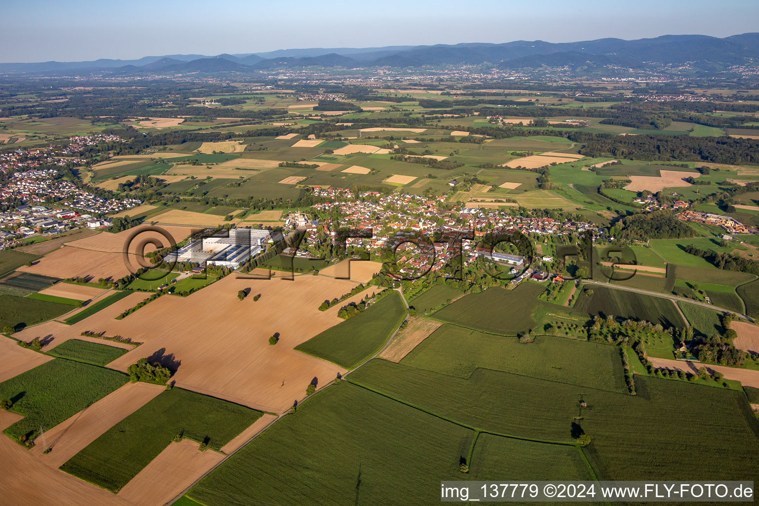 From the west in the district Scherzheim in Lichtenau in the state Baden-Wuerttemberg, Germany