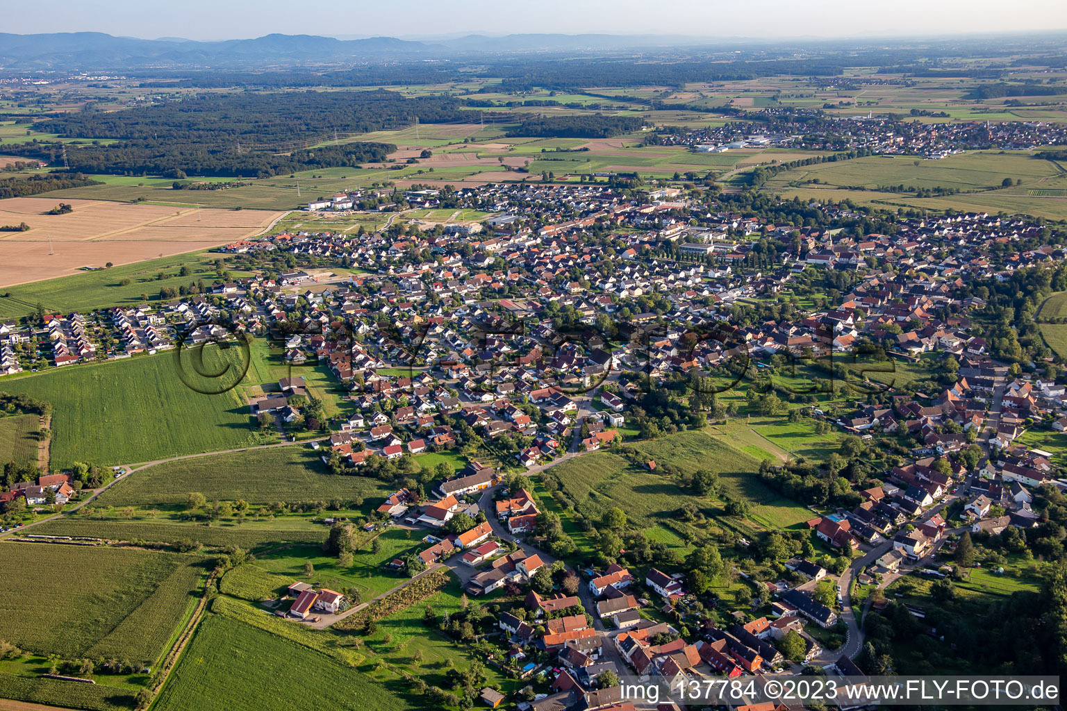From the north in the district Freistett in Rheinau in the state Baden-Wuerttemberg, Germany