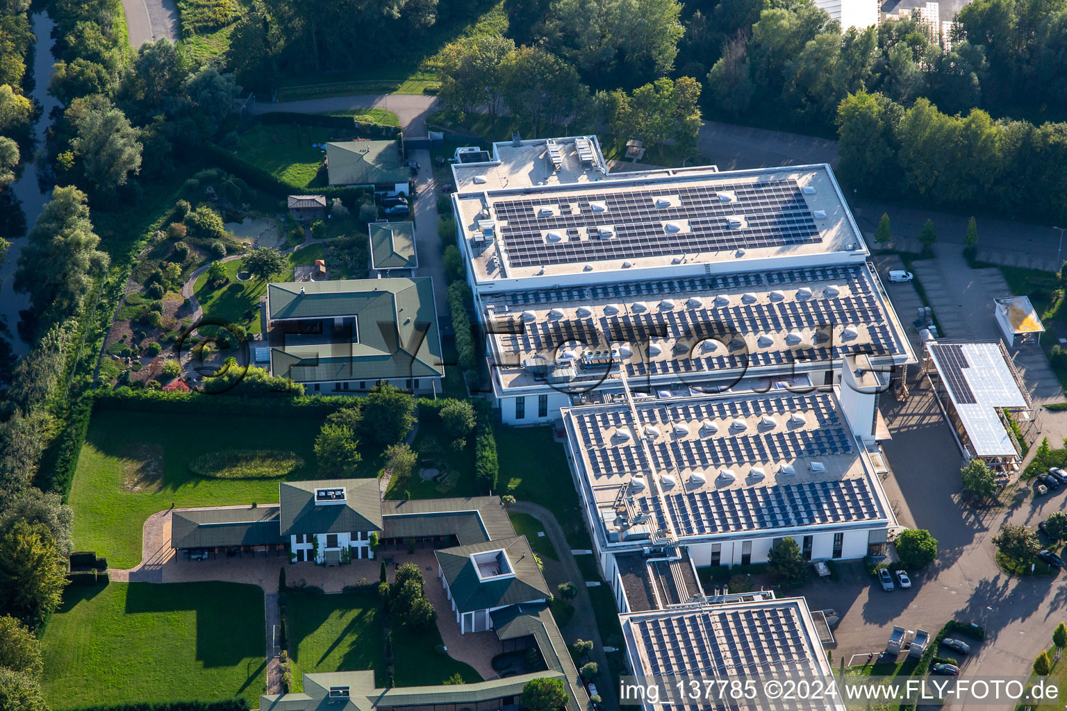 Aerial view of Room Group Im Salmenkopf in the district Freistett in Rheinau in the state Baden-Wuerttemberg, Germany