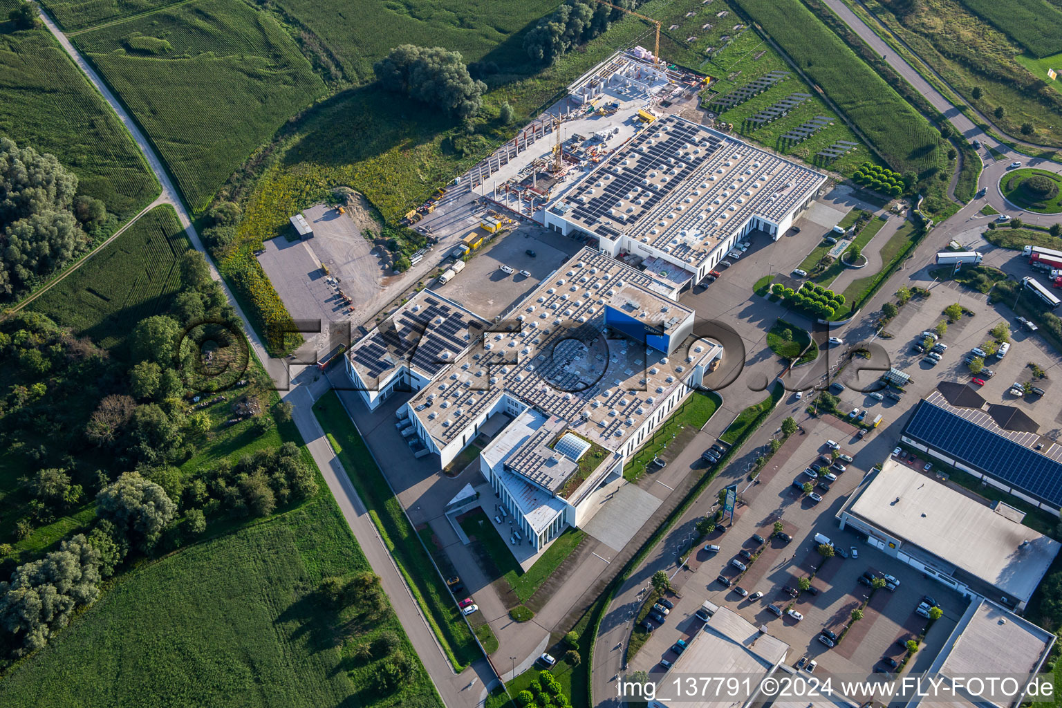 Aerial view of Room Group Am Glockenloch in the district Freistett in Rheinau in the state Baden-Wuerttemberg, Germany