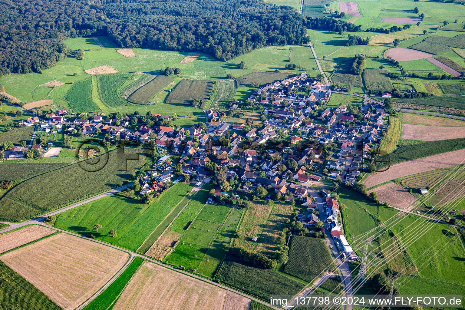 Aerial view of District Zierolshofen in Kehl in the state Baden-Wuerttemberg, Germany