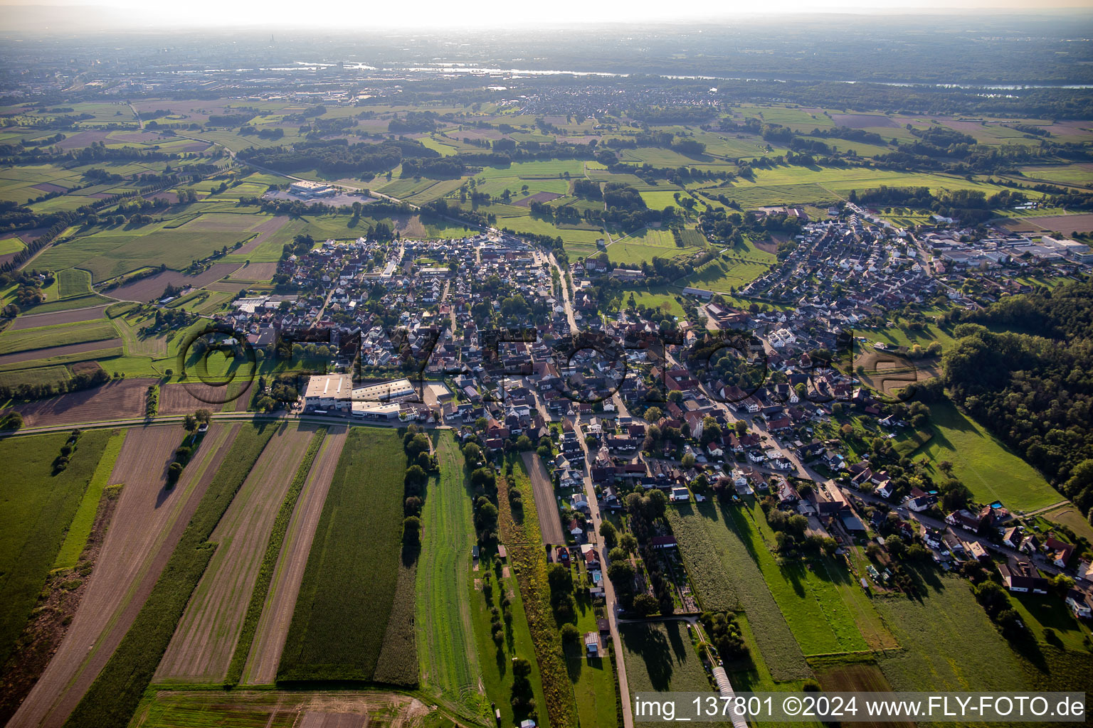 From northeast in the district Bodersweier in Kehl in the state Baden-Wuerttemberg, Germany