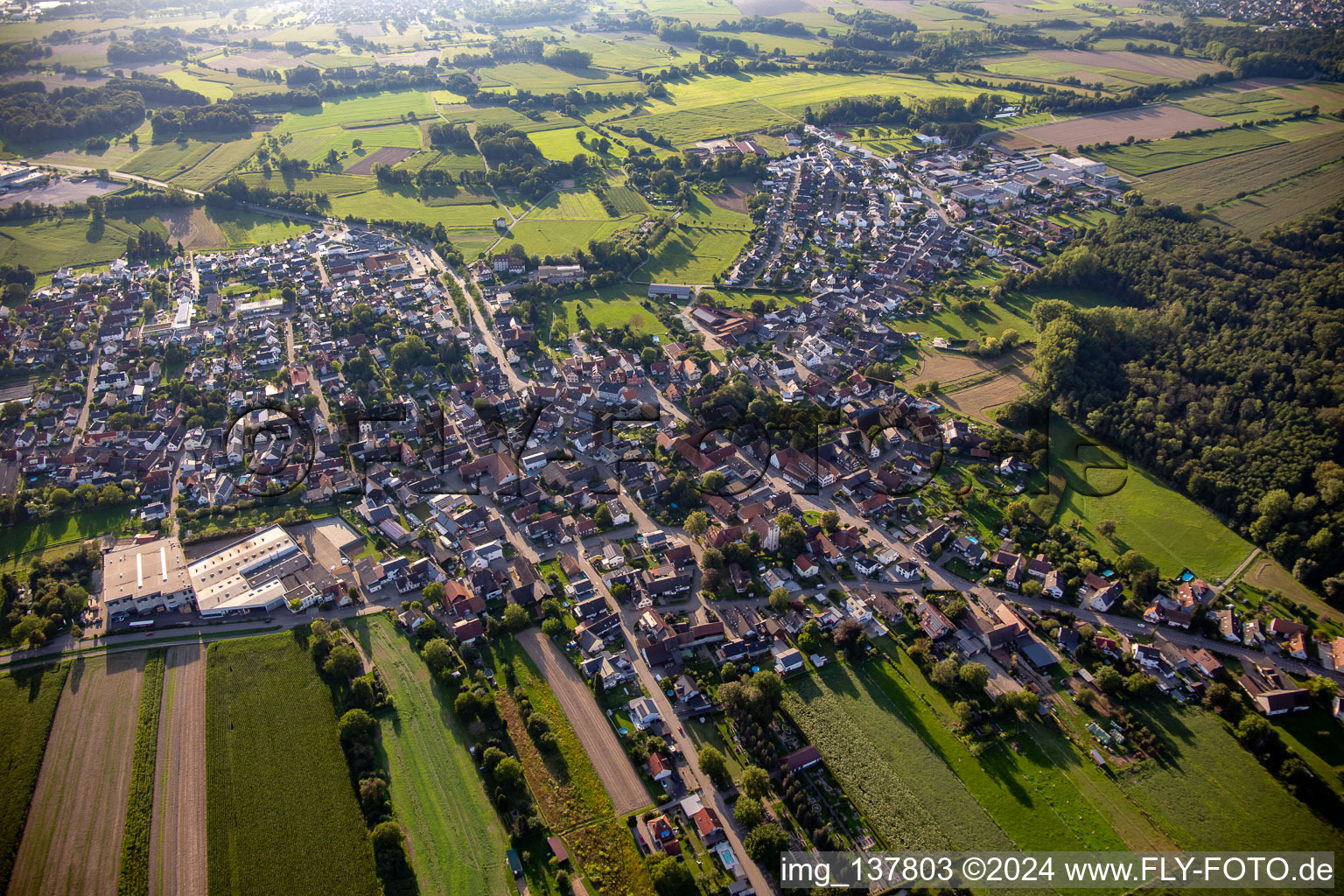 Aerial photograpy of From northeast in the district Bodersweier in Kehl in the state Baden-Wuerttemberg, Germany