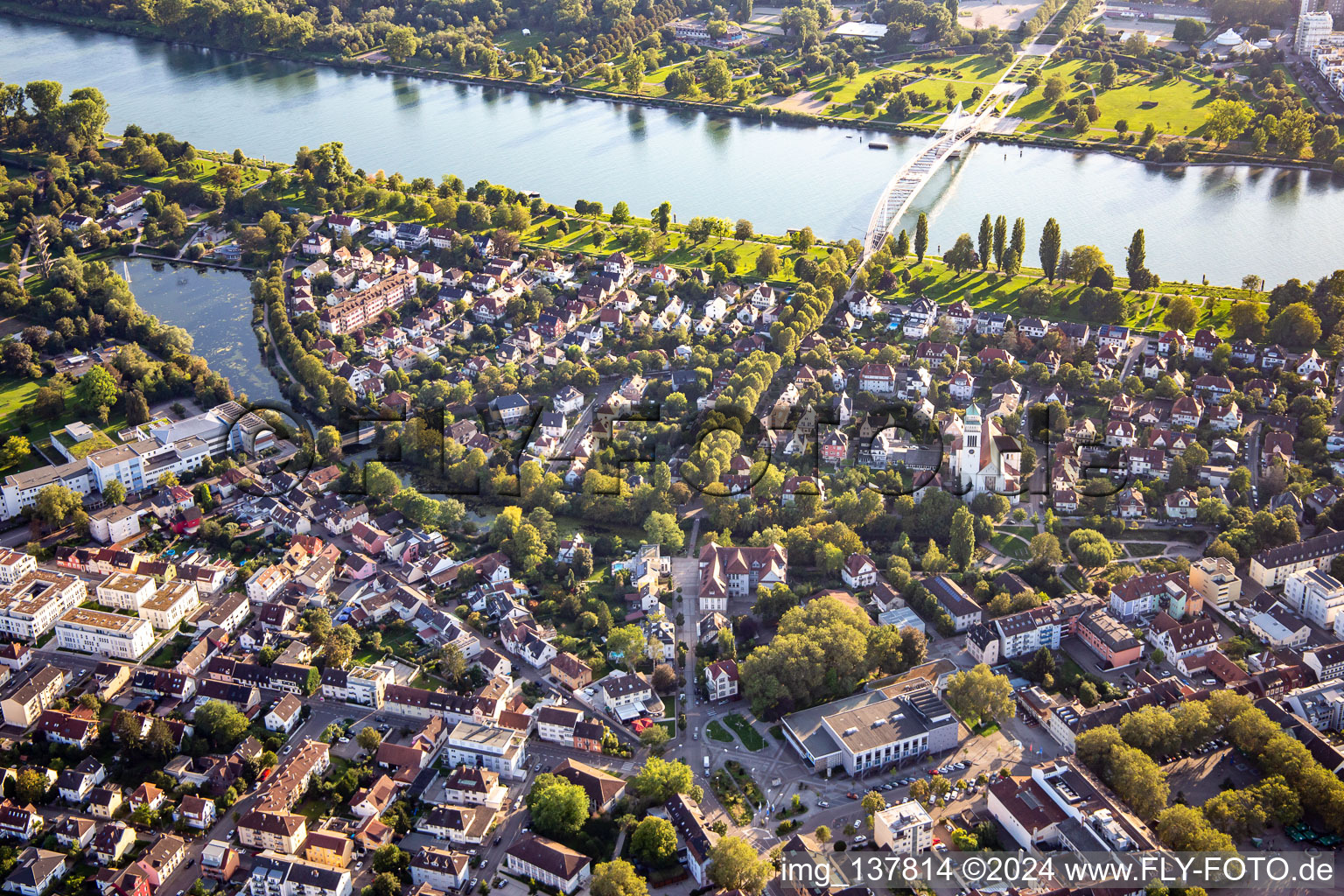 Rhine promenade and garden show grounds in Kehl in the state Baden-Wuerttemberg, Germany