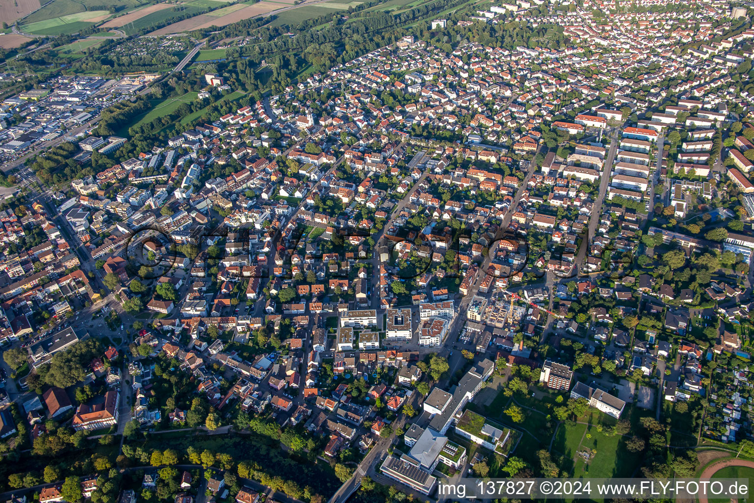 Aerial view of From the northwest in Kehl in the state Baden-Wuerttemberg, Germany