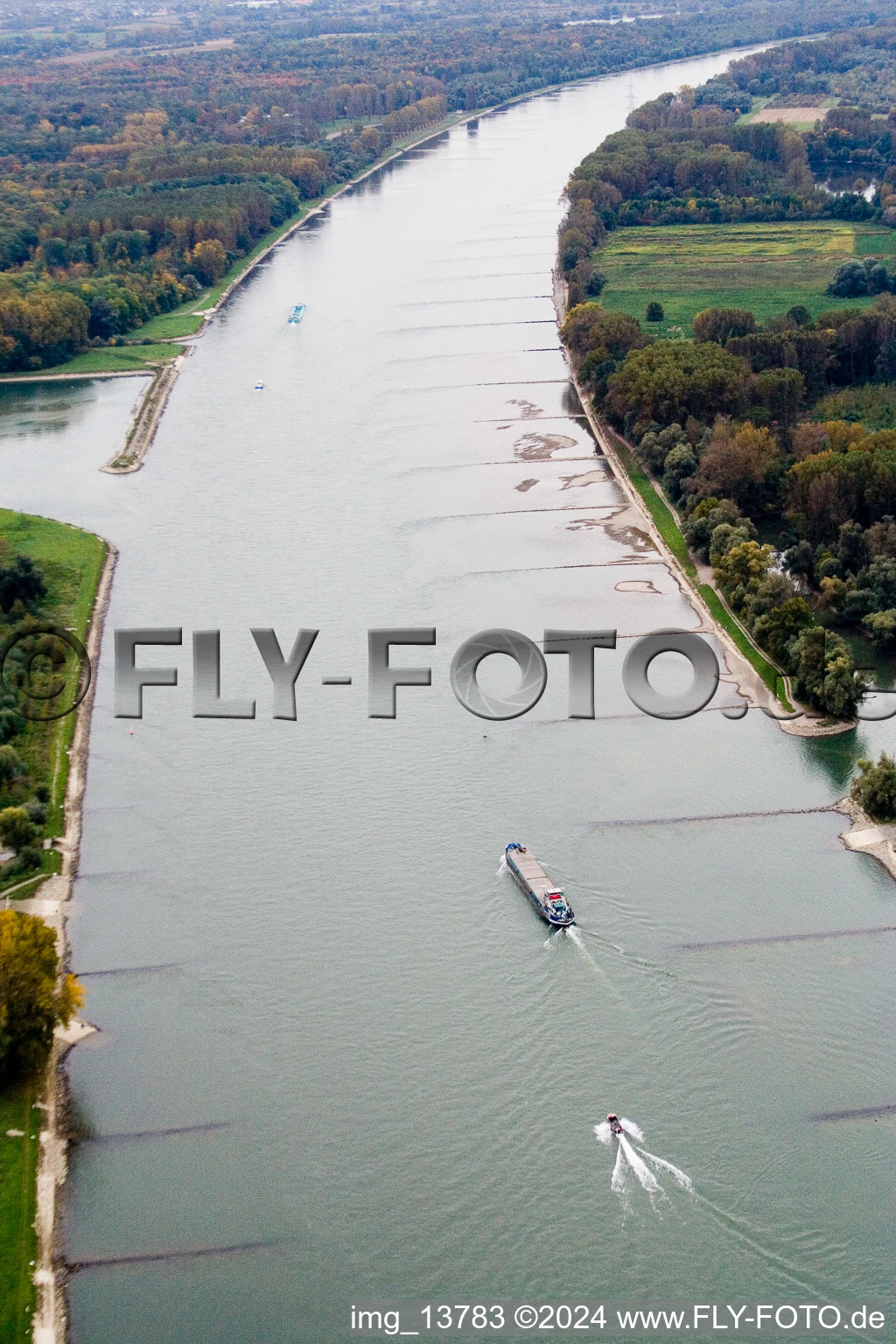 Rhine in the district Knielingen in Karlsruhe in the state Baden-Wuerttemberg, Germany