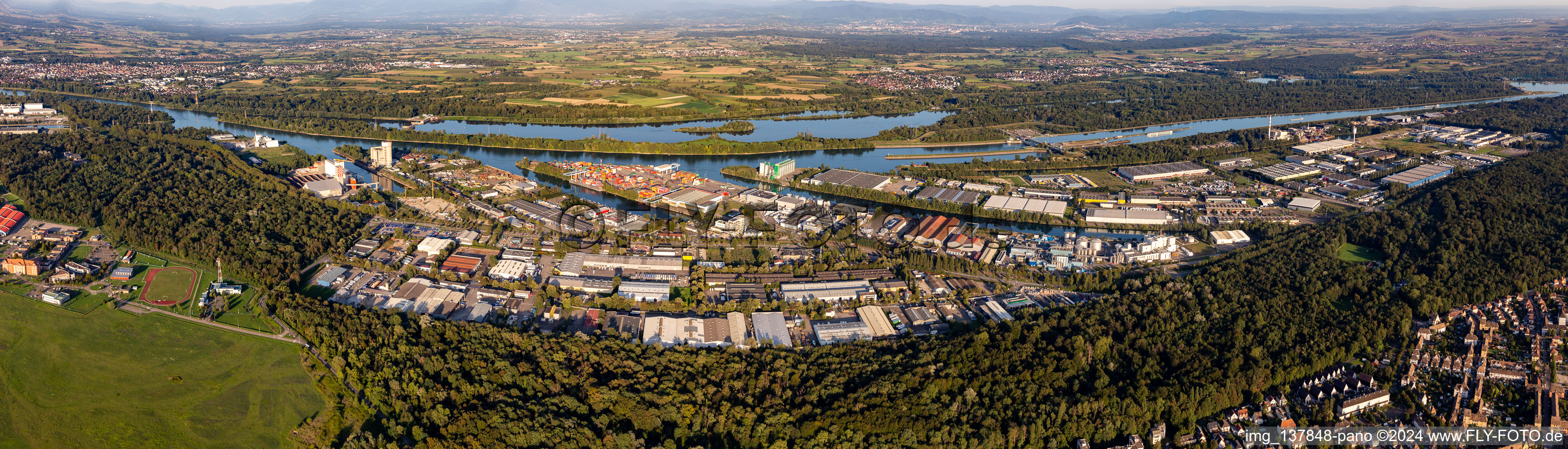 Panorama of the Rhine ports of Strasbourg Independent Port of Strasbourg Rhine Europe Terminals in the district Straßburg-Neuhof in Straßburg in the state Bas-Rhin, France