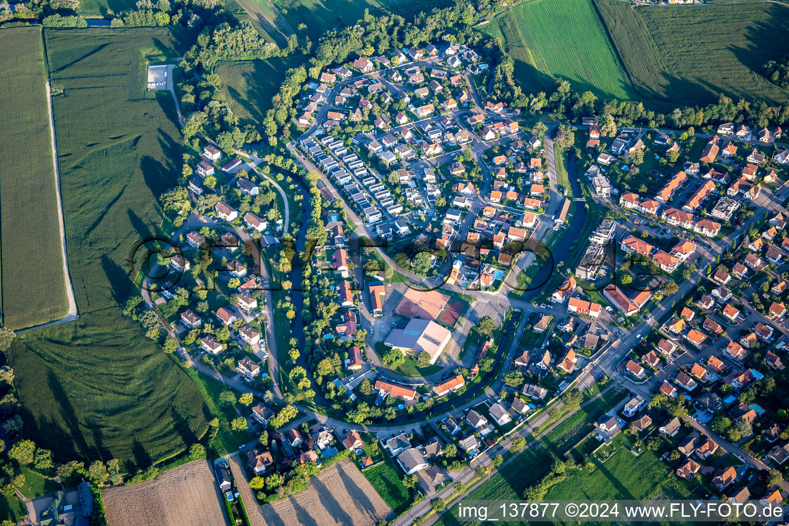 Rue de l'Etang in Plobsheim in the state Bas-Rhin, France