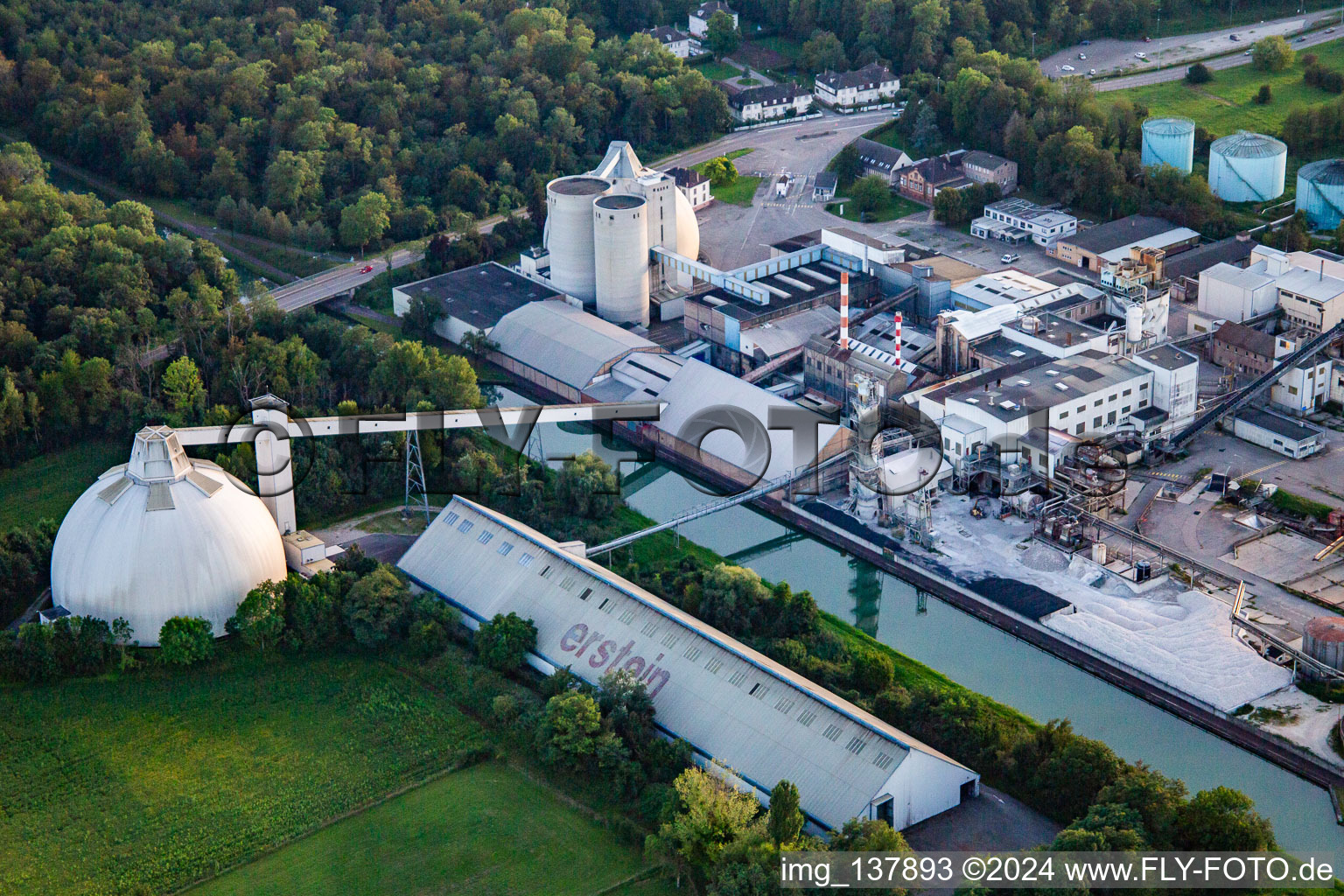 Aerial photograpy of Sucrerie d'ERSTEIN / Cristal Union in Erstein in the state Bas-Rhin, France