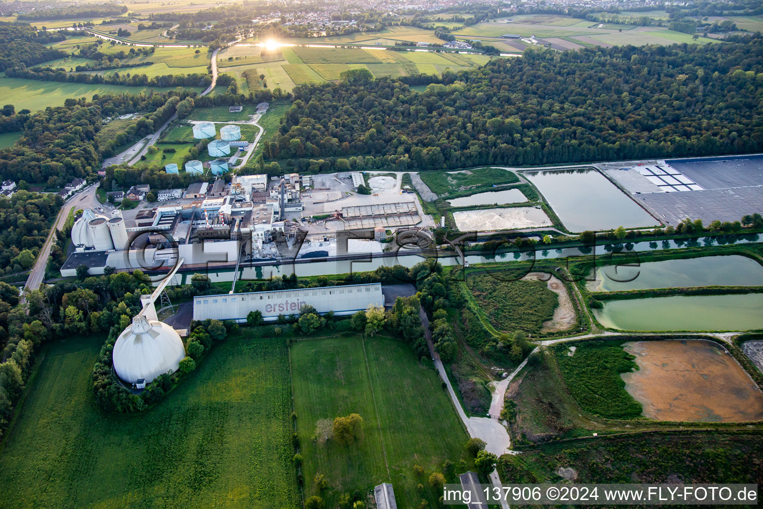 Sucrerie d'ERSTEIN / Cristal Union in Erstein in the state Bas-Rhin, France from the plane