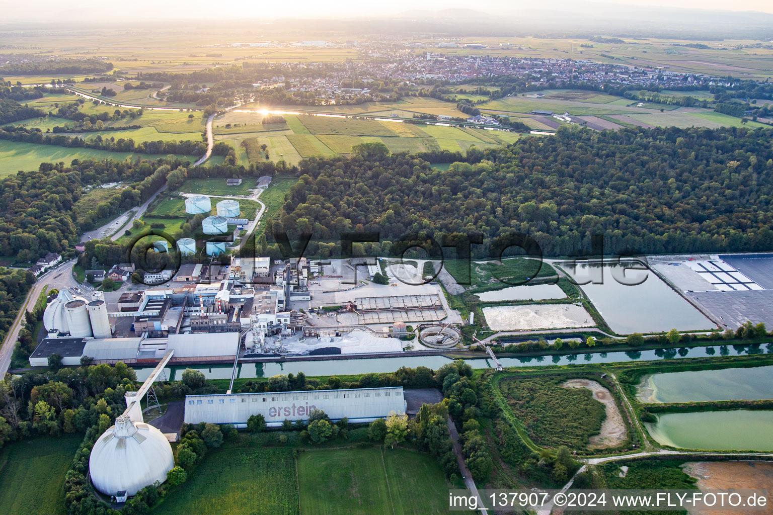 Bird's eye view of Sucrerie d'ERSTEIN / Cristal Union in Erstein in the state Bas-Rhin, France