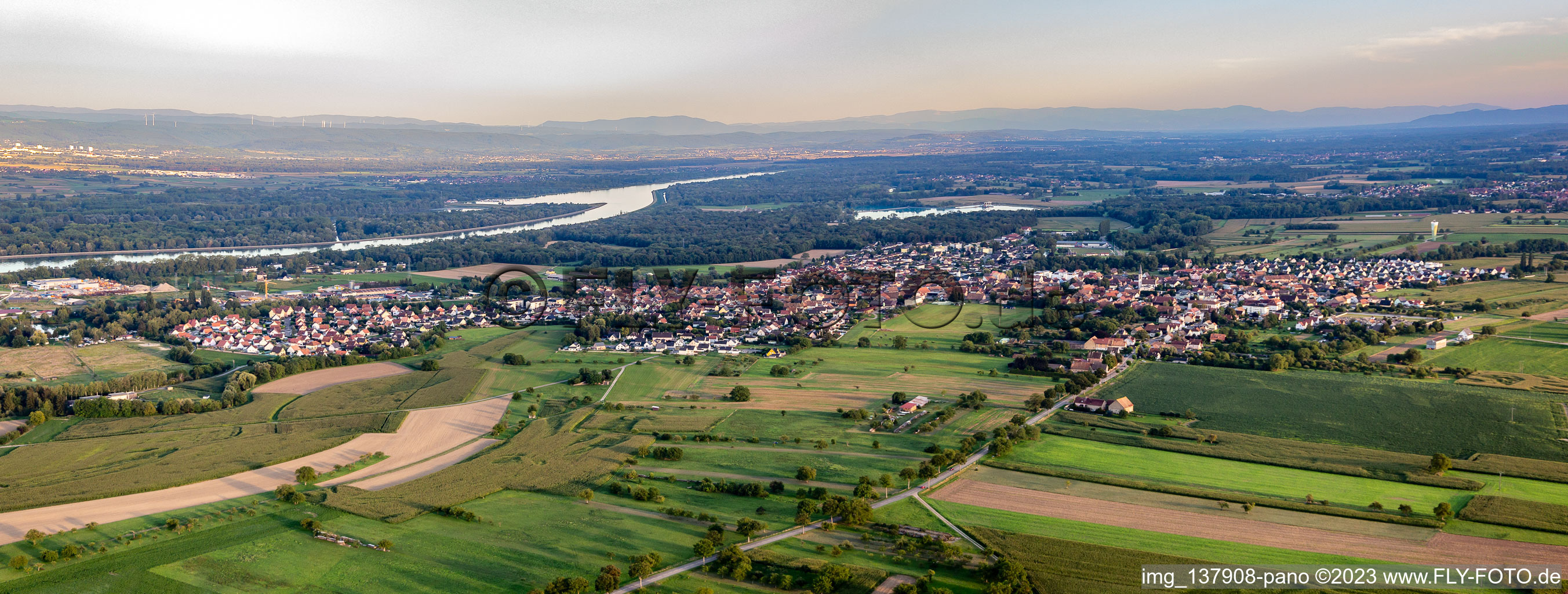 Aerial view of Panorama in Gerstheim in the state Bas-Rhin, France