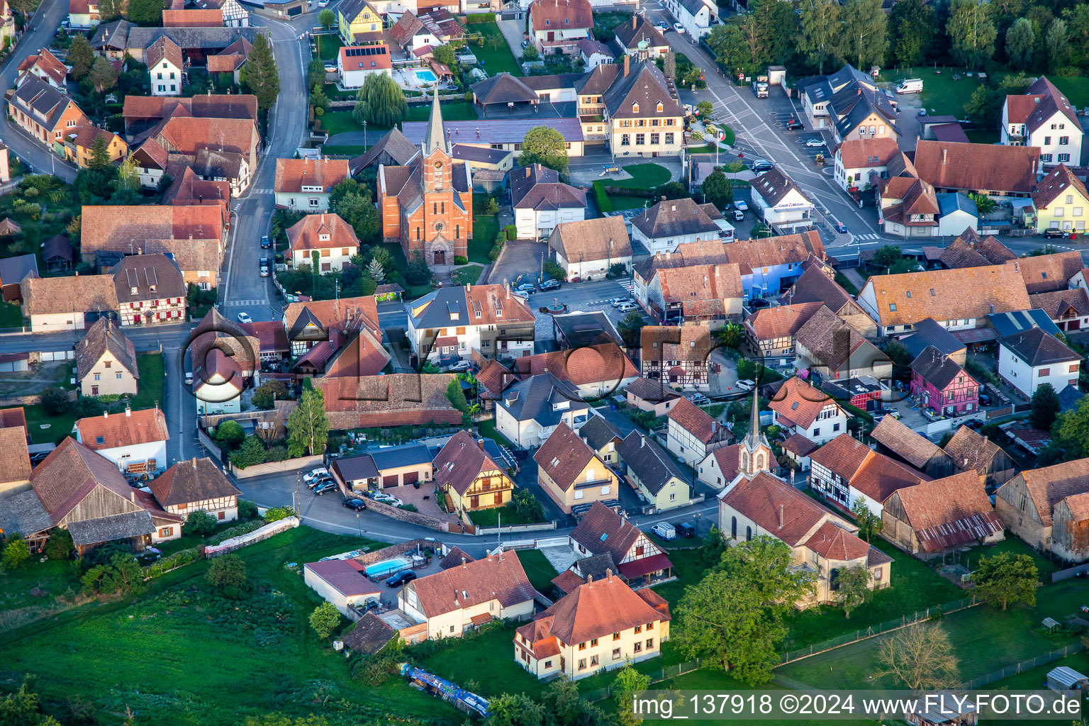 Obenheim in the state Bas-Rhin, France out of the air