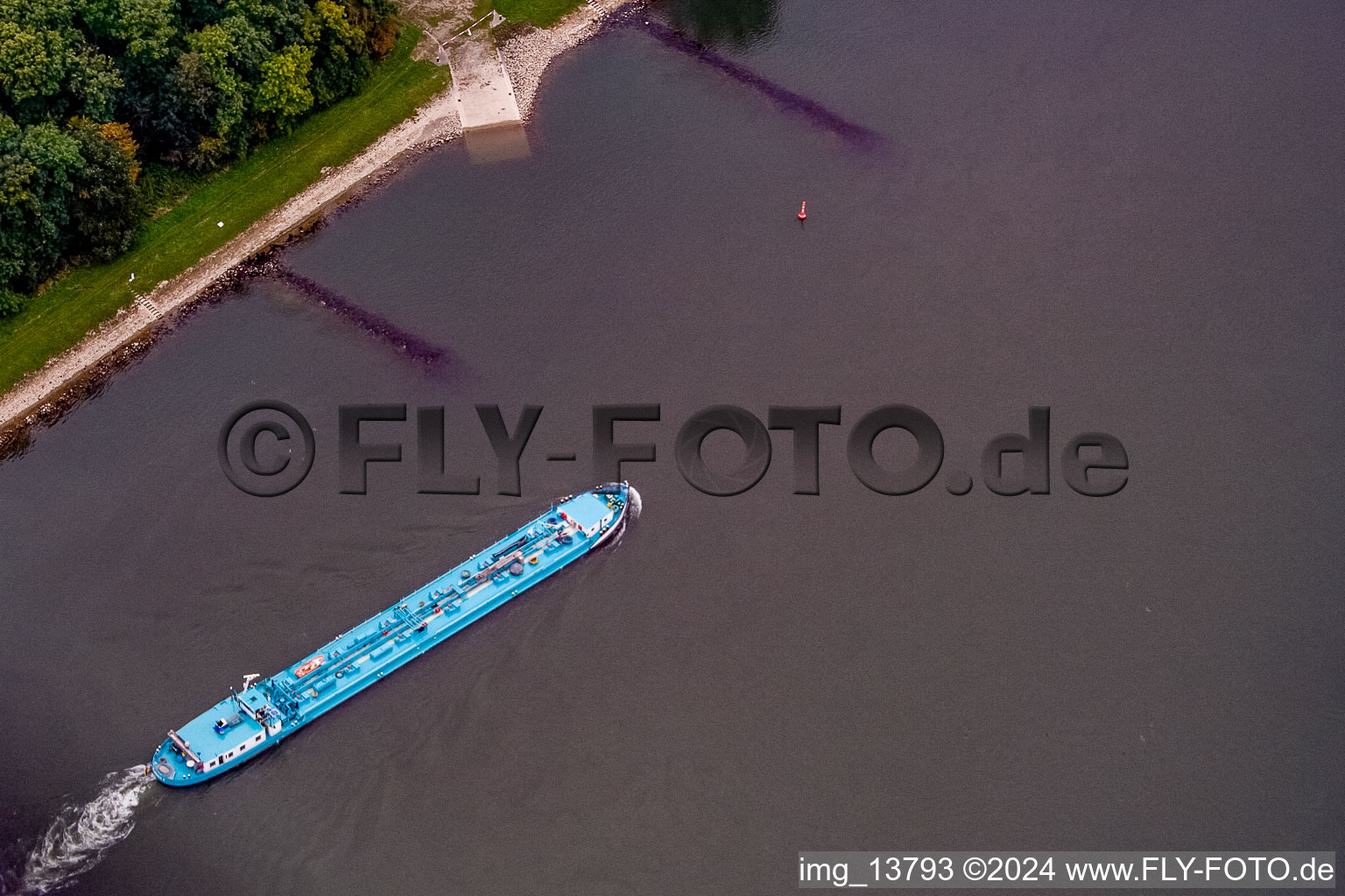 Neuburgweier, customs port in Au am Rhein in the state Baden-Wuerttemberg, Germany from above