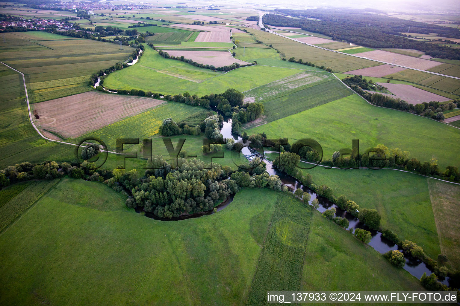 Aerial view of ULM Platforms in Kogenheim in the state Bas-Rhin, France