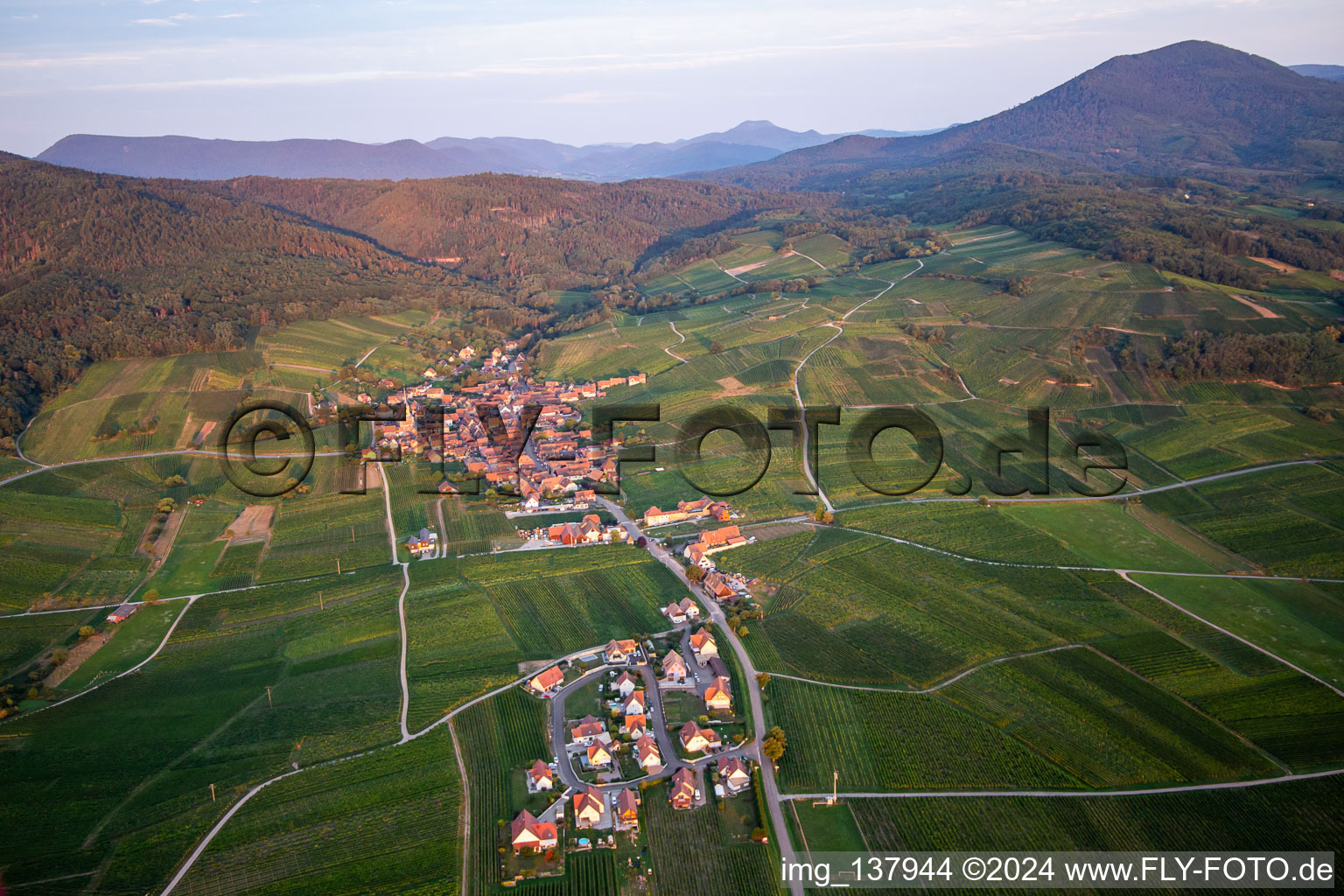 Aerial photograpy of Blienschwiller in the state Bas-Rhin, France