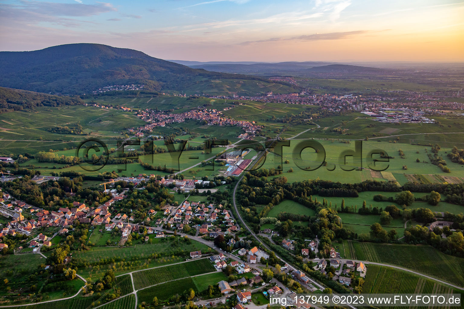 Aerial view of Eichhoffen in the state Bas-Rhin, France