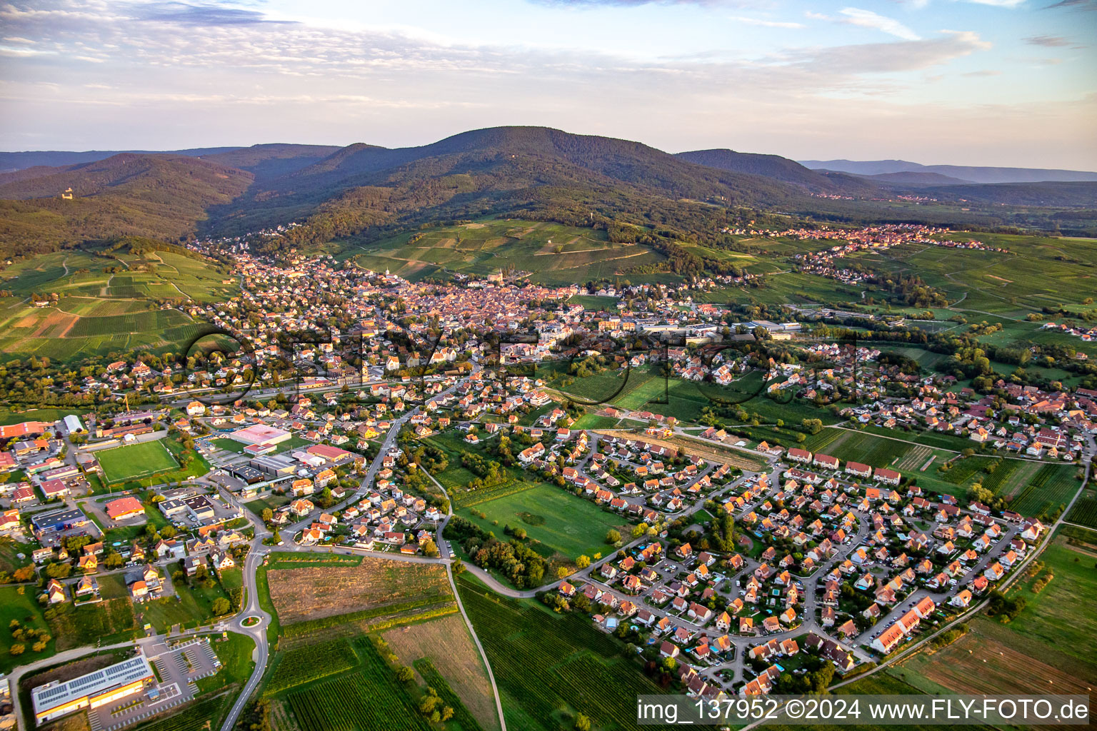 Aerial view of Barr in the state Bas-Rhin, France