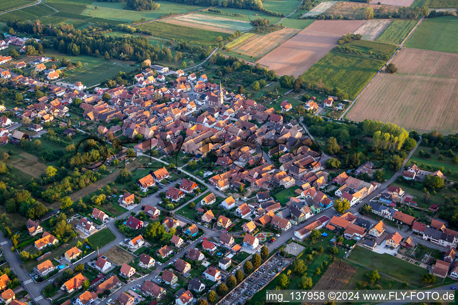 Aerial view of Goxwiller in the state Bas-Rhin, France