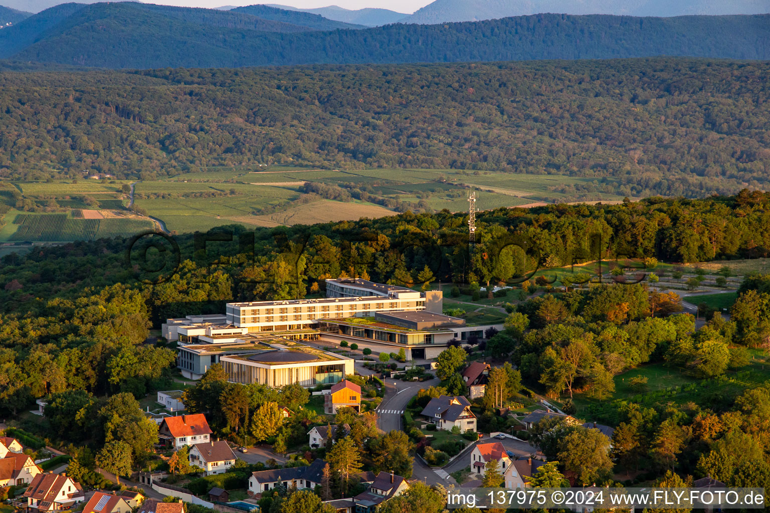 Aerial view of Le Bischenberg in Bischoffsheim in the state Bas-Rhin, France