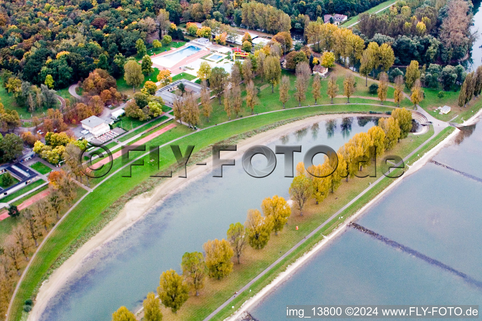 Rappenwörth Rheinstrandbad in the district Daxlanden in Karlsruhe in the state Baden-Wuerttemberg, Germany