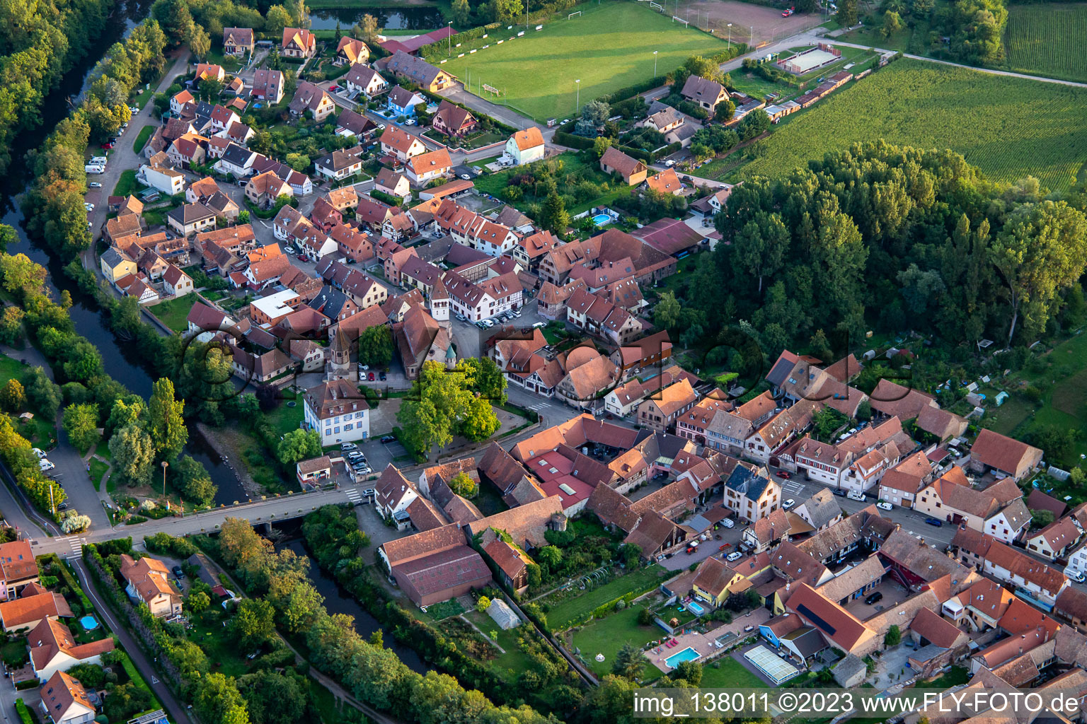 Aerial view of Parc Audeou in Avolsheim in the state Bas-Rhin, France