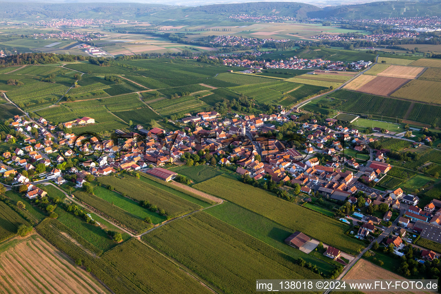 Aerial view of Dahlenheim in the state Bas-Rhin, France