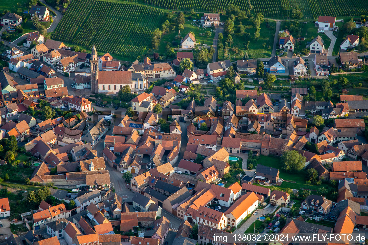 Aerial view of Nordheim in the state Bas-Rhin, France