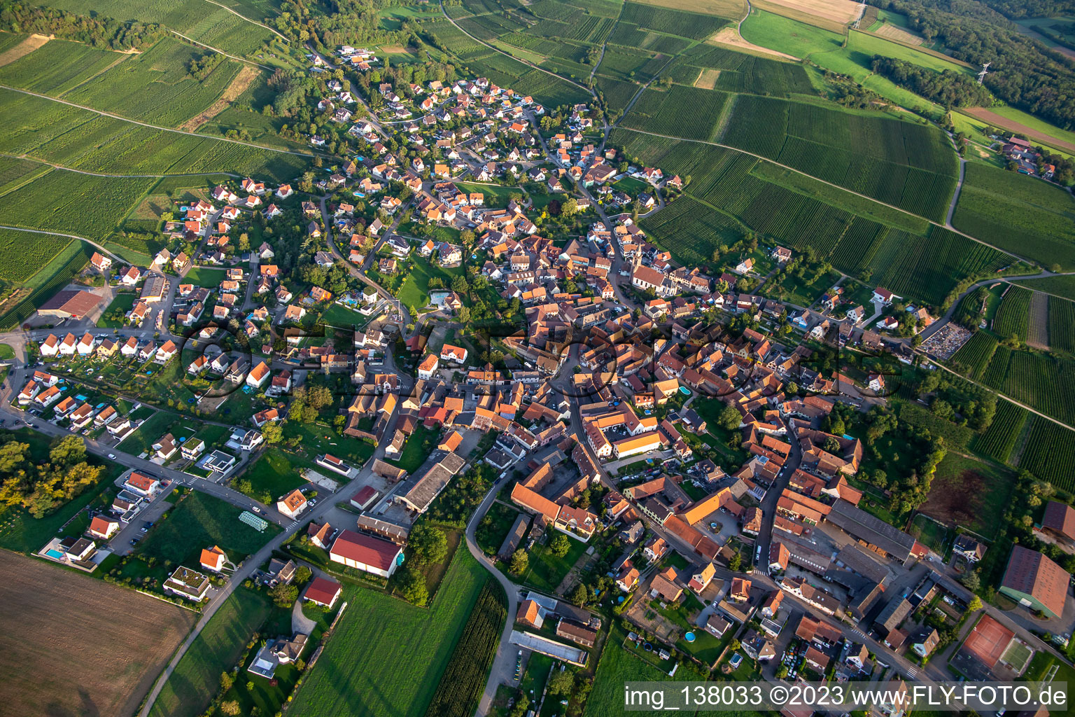 Aerial photograpy of Nordheim in the state Bas-Rhin, France